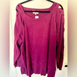 Skies Are Blue Purple Sweater with Braided Sleeve Detail